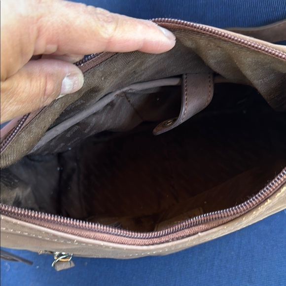 Kensie Brown and Gray Crossbody Bag with Geometric Design - Picture 5 of 7